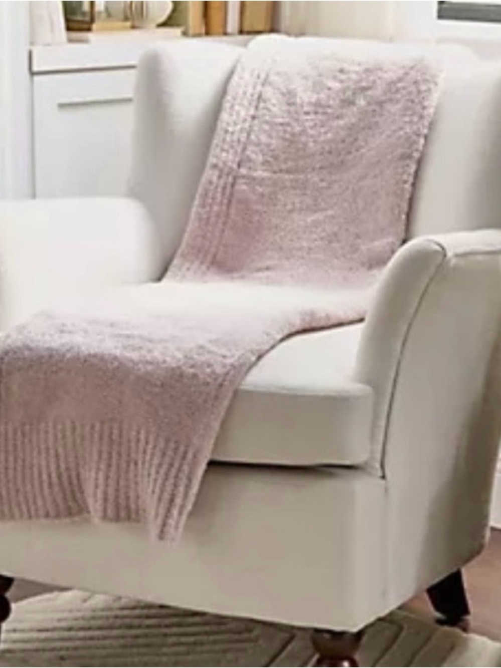 Soft Plush Throw Blanket - cream- picture shown is blush pink for example .